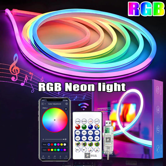 RGB Neon Rope Lights, USB LED Strip Light 1M 2M 3M 5M