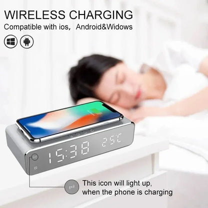 Digital Alarm Clock With Wireless Charger