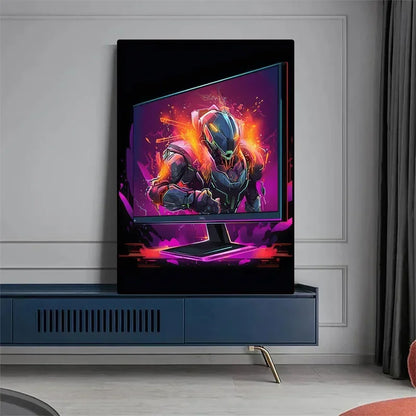 1 pc Neon Video Game Canvas Painting